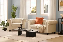 Chesterfield Lyx 2-seter Fløyelssofa – Liten dyp sofa