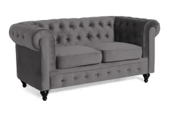 Chesterfield Lyx 2-seter Liten Fløyelssofa – Dyp sofa 160 cm bred