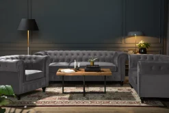 Chesterfield Lyx 2-seter Liten Fløyelssofa – Dyp sofa 160 cm bred