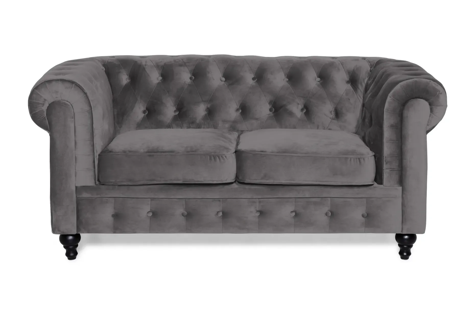 Chesterfield Lyx 2-seter Liten Fløyelssofa – Dyp sofa 160 cm bred