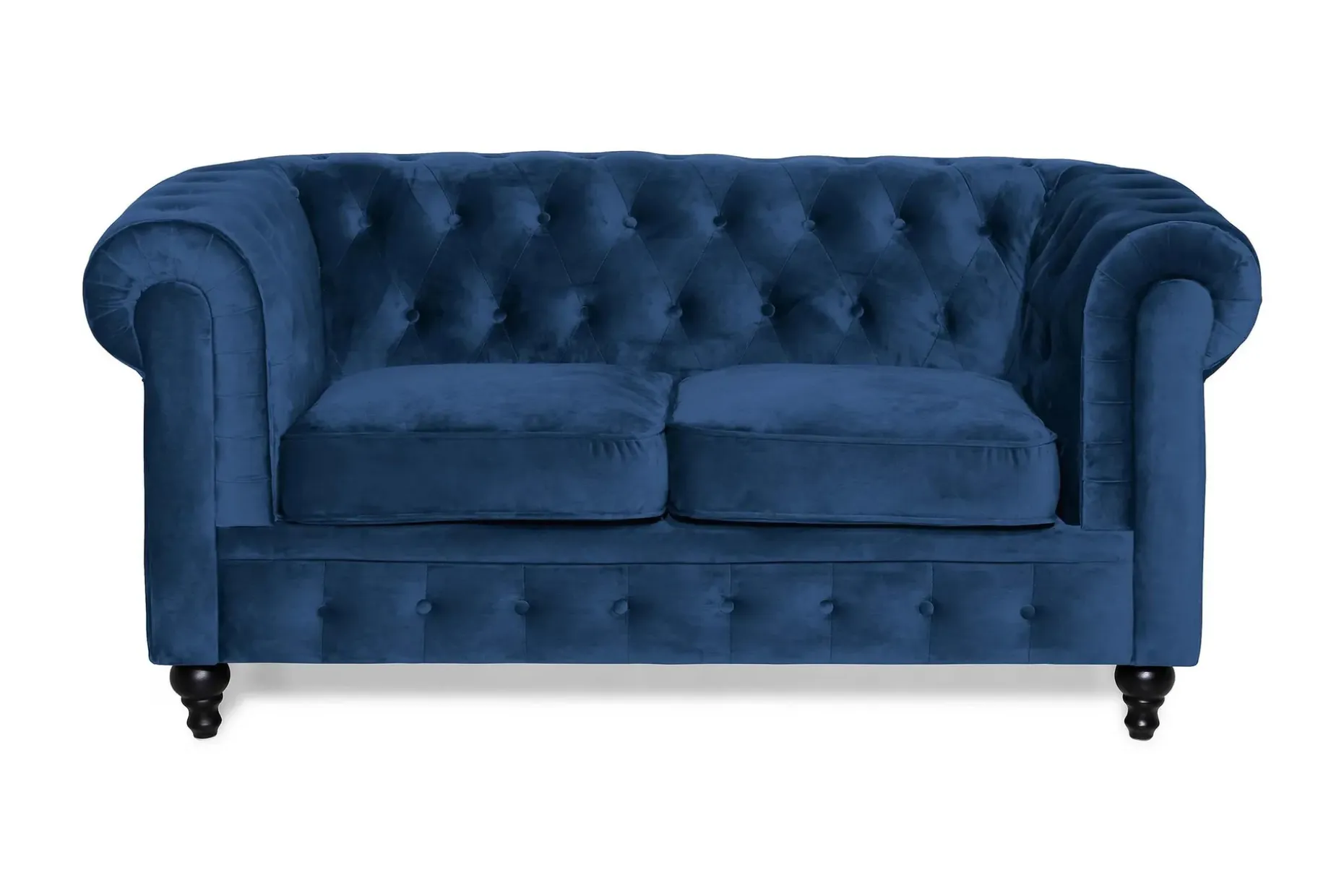 Chesterfield Lyx 2-seter Liten fløyelssofa – Dyp sofa 160 cm bred