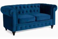 Chesterfield Lyx 2-seter Liten fløyelssofa – Dyp sofa 160 cm bred