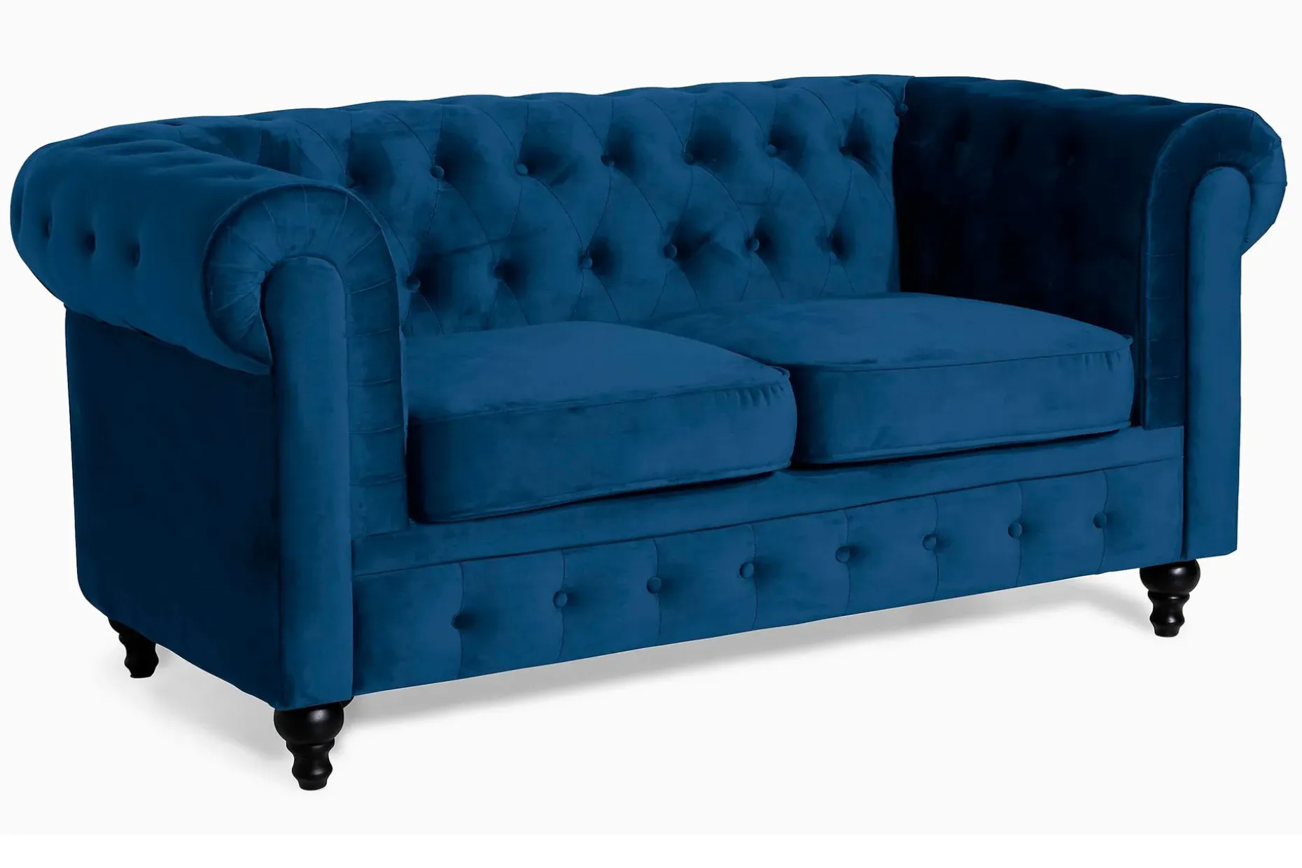 Chesterfield Lyx 2-seter Liten fløyelssofa – Dyp sofa 160 cm bred