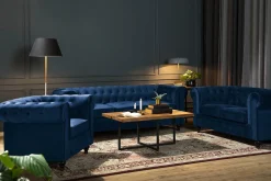 Chesterfield Lyx Stor behagelig dyp fløyelfotøyd – Fotøyd til stue