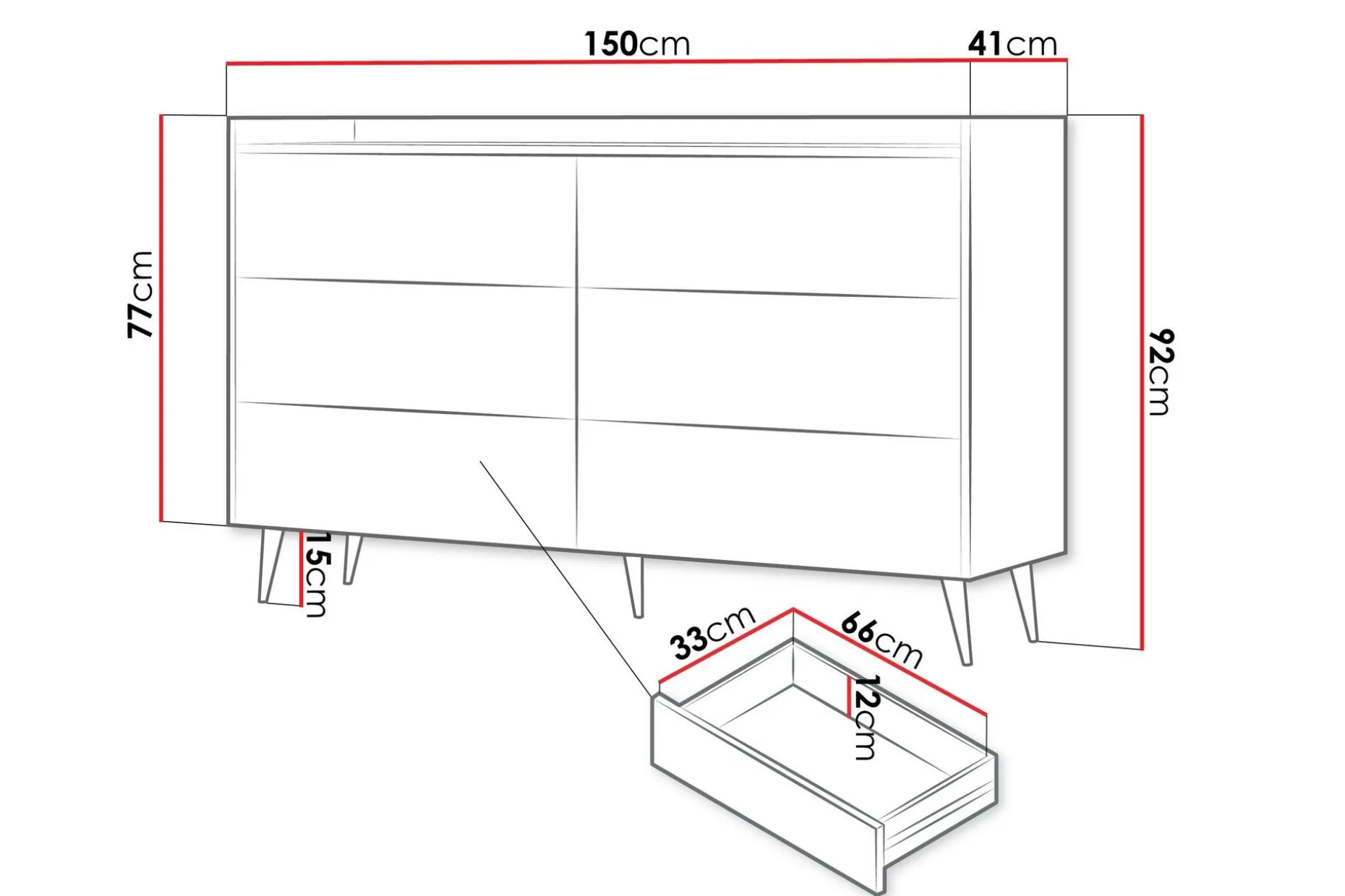 Chiku Kommode 150 cm