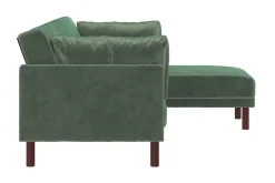 Clair 3-seters Sovesofa med Sjeselong Justerbar Fløyel/Grønn