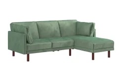 Clair 3-seters Sovesofa med Sjeselong Justerbar Fløyel/Grønn