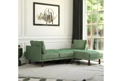 Clair 3-seters Sovesofa med Sjeselong Justerbar Fløyel/Grønn