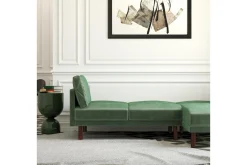 Clair 3-seters Sovesofa med Sjeselong Justerbar Fløyel/Grønn