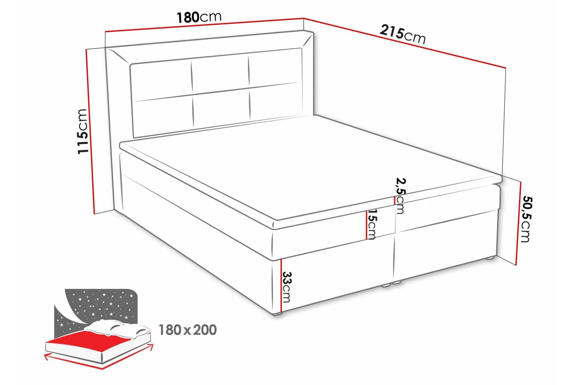 Clasic Box Kontinentalseng 180x215 cm