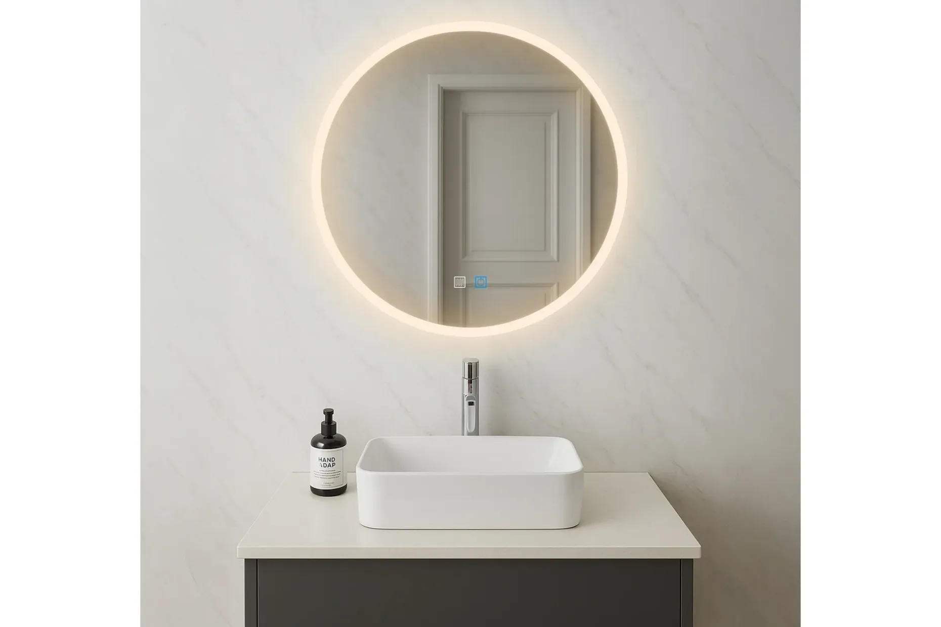 Clas Rundt Baderomsspeil med LED-belysning 100 cm