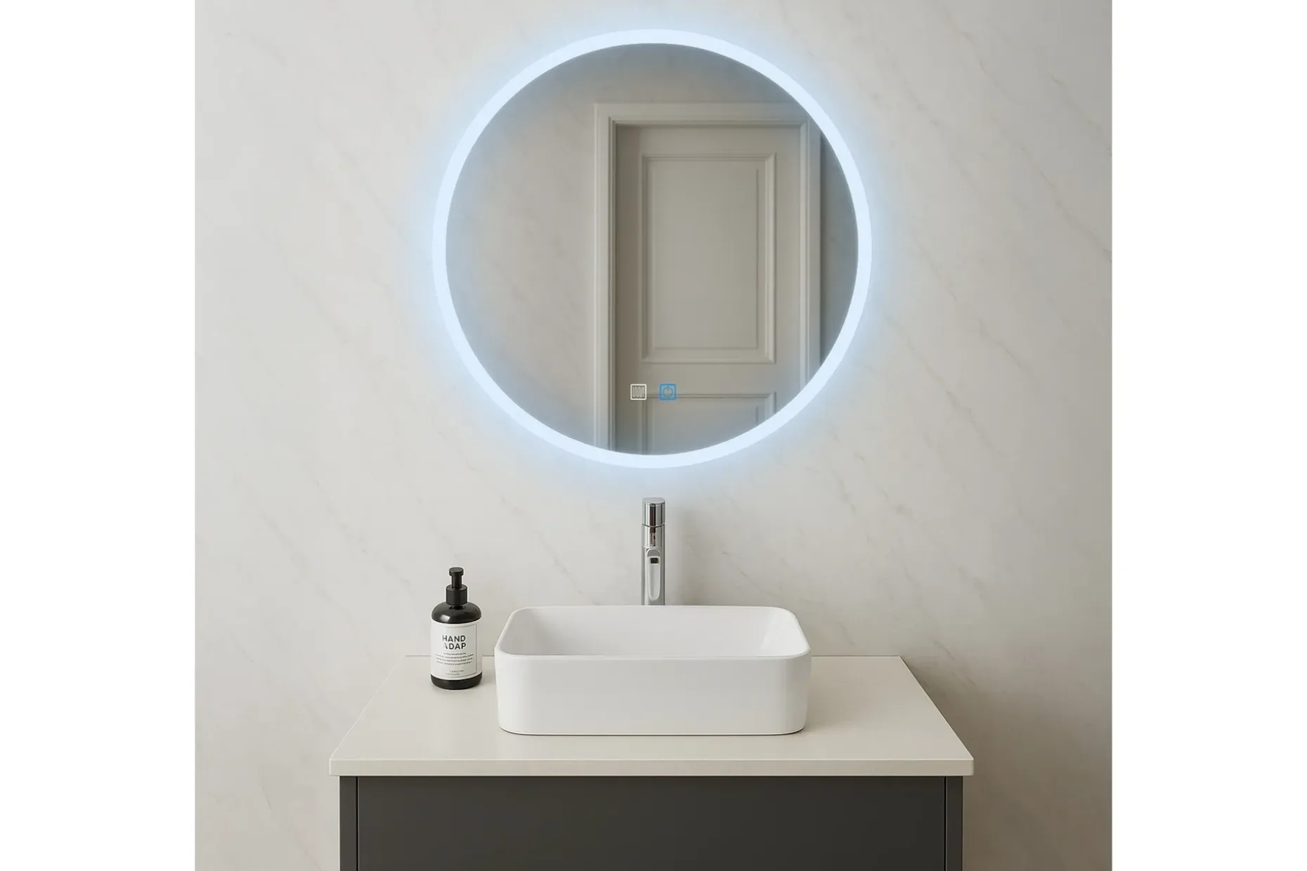 Clas Rundt Baderomsspeil med LED-belysning 100 cm
