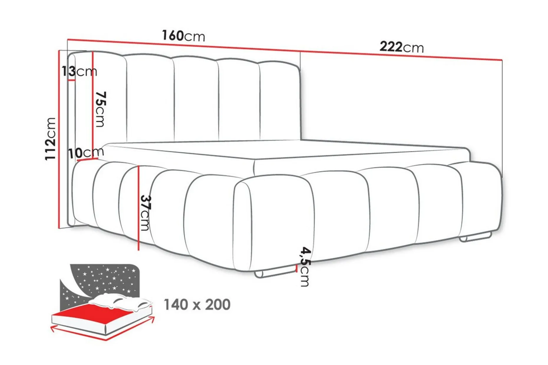 Cleaton Boblet Sengeramme 140x200 cm