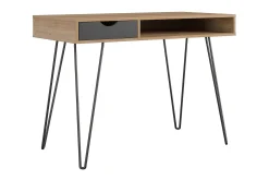 Concord Skrivebord 106 cm med Oppbevaring Skuff Grå/Natur/Sv