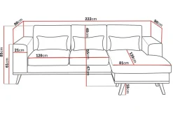 Copenhagen Compact 3-seters Vendbar L-formet Divansofa i Stoff