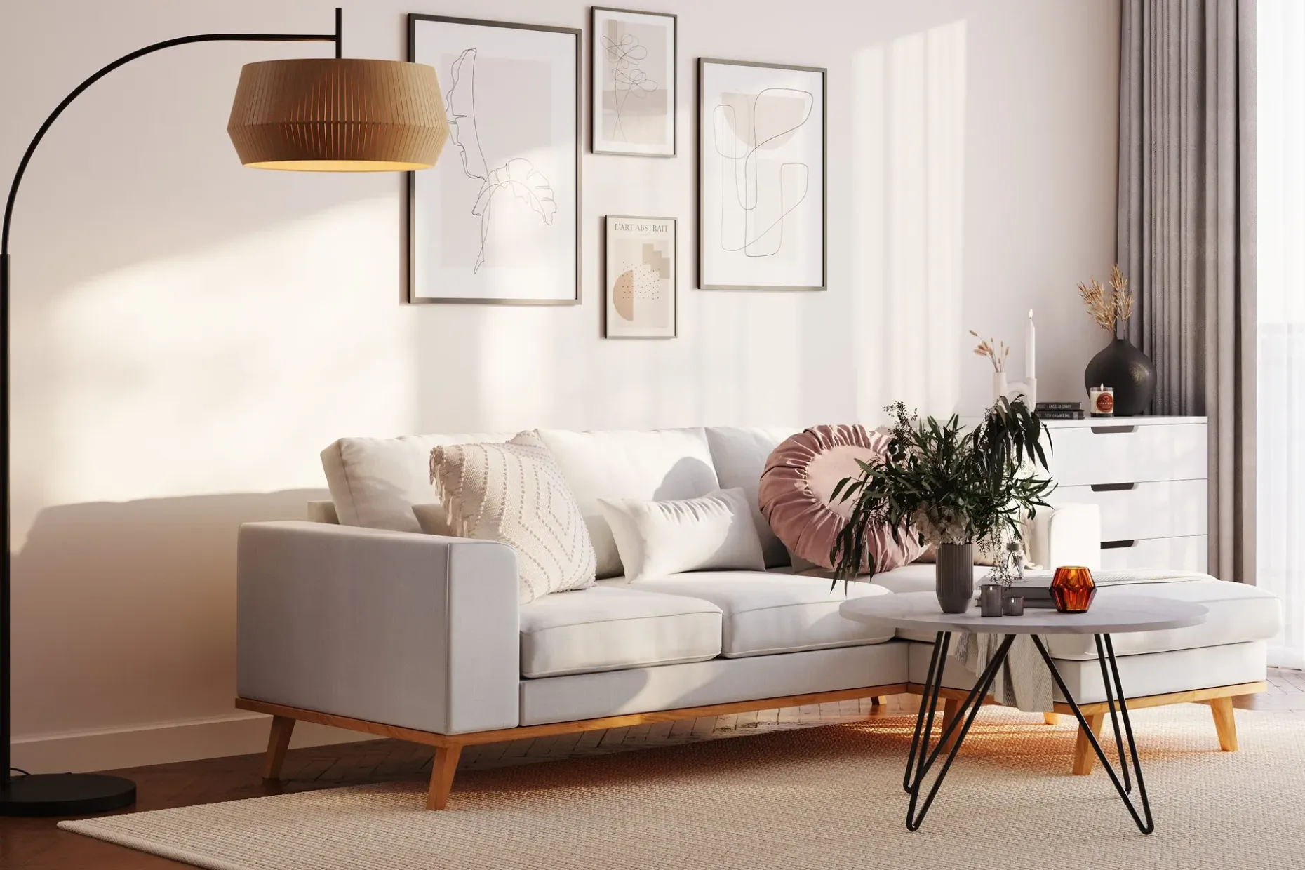 Copenhagen Compact 3-seters Vendbar L-formet Divansofa i Stoff