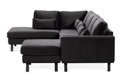 Copenhagen Compact 4-seters Venstrevendt U-formet Large Sofa med Divan og Sjeselong i Fløyel