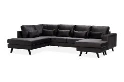 Copenhagen Compact 4-seters Venstrevendt U-formet Large Sofa med Divan og Sjeselong i Fløyel