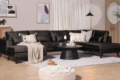 Copenhagen 5-seters Høyrevendt U-formet Sofa med Divan og Sjeselong i Fløyel