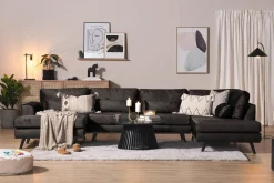 Copenhagen 5-seters Høyrevendt U-formet Sofa med Divan og Sjeselong i Fløyel