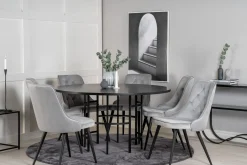 Copenhagen Spisegruppe 140 cm Rund med 6 Velvet Stoler