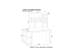 Coralle Skrivebord 140 cm med Oppbevaringshyller