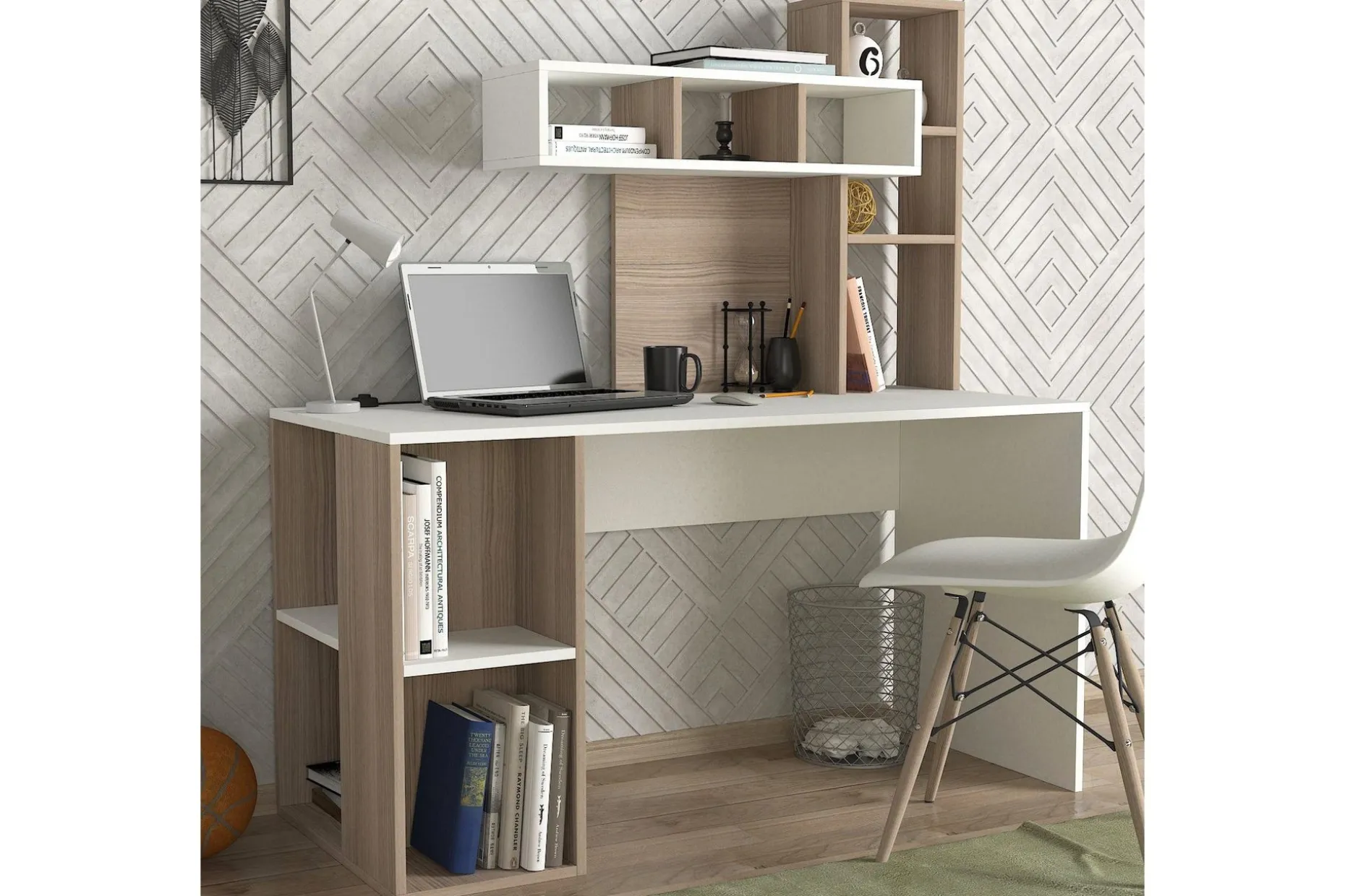 Coralle Skrivebord 140 cm med Oppbevaringshyller