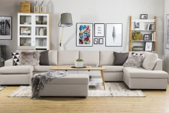 Crazy 6-seters Høyrevendt U-formet XX-Large Sofa med Divan og Sjeselong i Stoff