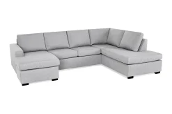 Crazy 4-seters Høyrevendt U-formet Large Sofa med Divan og Sjeselong i Stoff