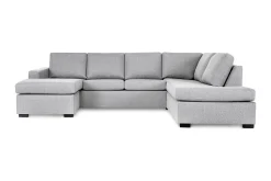 Crazy 4-seters Høyrevendt U-formet Large Sofa med Divan og Sjeselong i Stoff