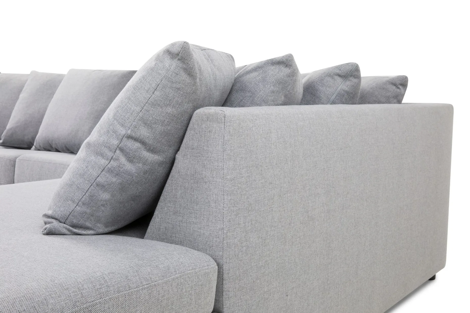 Crazy 5-seters Høyrevendt U-formet X-Large Sofa med Divan og Sjeselong i Stoff inkl. Pynteputer