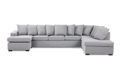 Crazy 5-seters Høyrevendt U-formet X-Large Sofa med Divan og Sjeselong i Stoff inkl. Pynteputer