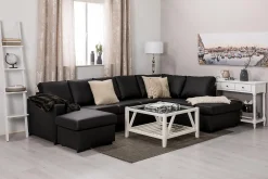 Crazy 5-seters Høyrevendt U-formet X-Large Sofa med Divan og Sjeselong i Kunstlær