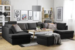 Crazy 5-seters U-formet Sofa med Dobbel Sjeselong i Stoff