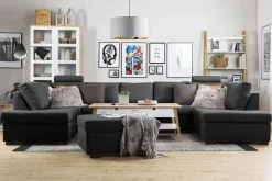 Crazy 5-seters U-formet Sofa med Dobbel Sjeselong i Stoff