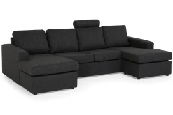 Crazy 4-seters U-formet Sofa med Dobbeldivan i Stoff