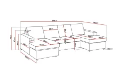 Crazy 4-seters U-formet Sofa med Dobbeldivan i Stoff