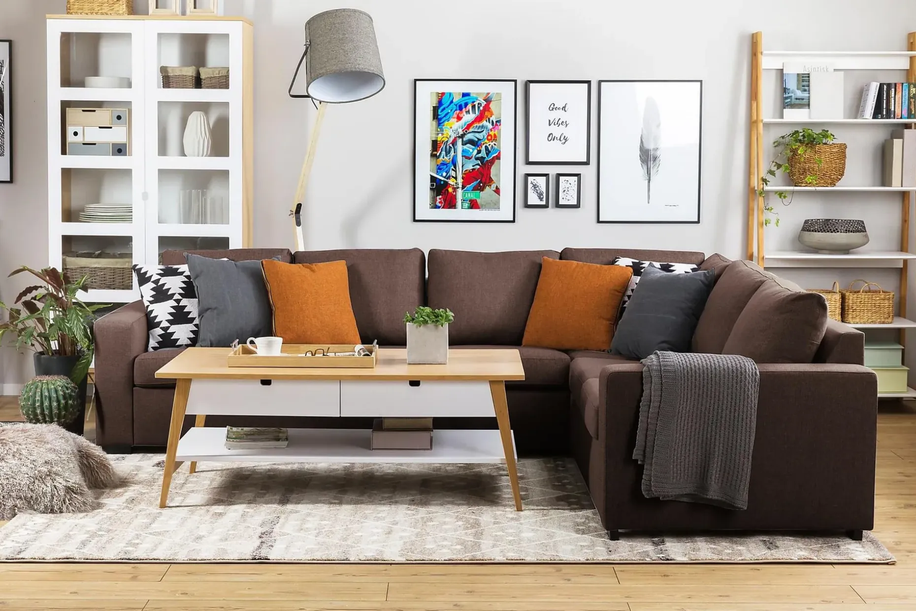 Crazy 5-seters Vendbar L-formet Large Hjørnesofa i Stoff
