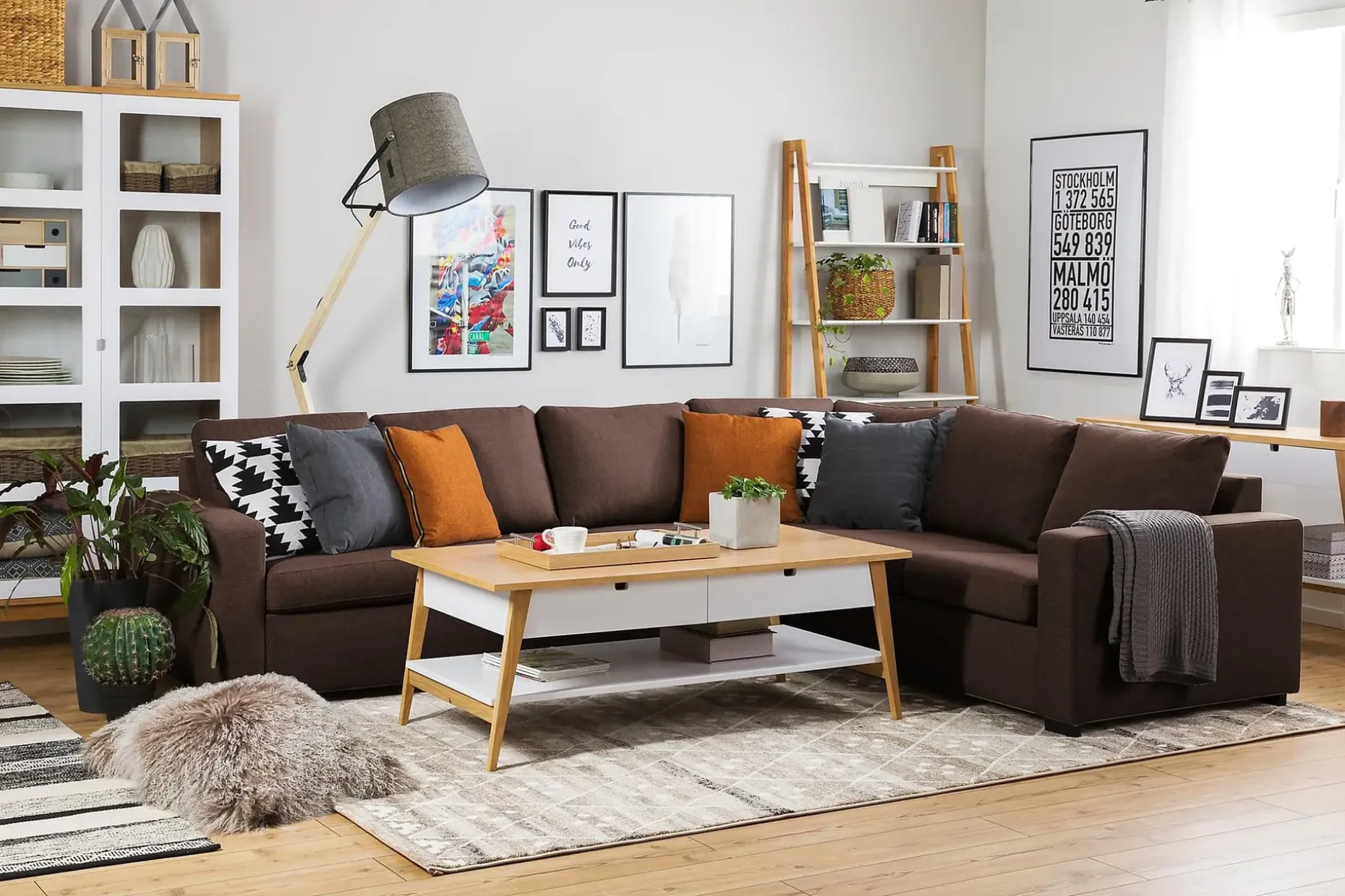 Crazy 5-seters Vendbar L-formet Large Hjørnesofa i Stoff