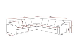 Crazy 6-seters Vendbar L-formet X-Large Hjørnesofa i Stoff