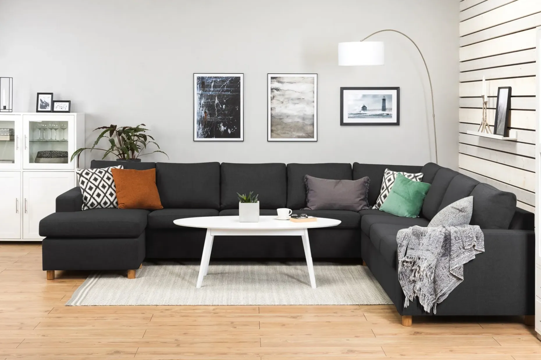 Crazy 7-seters Vendbar U-formet XX-Large Hjørnesofa med Divan i Stoff