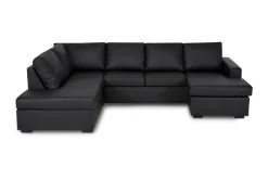 Crazy 4-seters Venstrevendt U-formet Large Sofa med Divan og Sjeselong i Kunstlær
