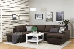 Crazy 4-seters Venstrevendt U-formet Large Sofa med Divan og Sjeselong i Stoff