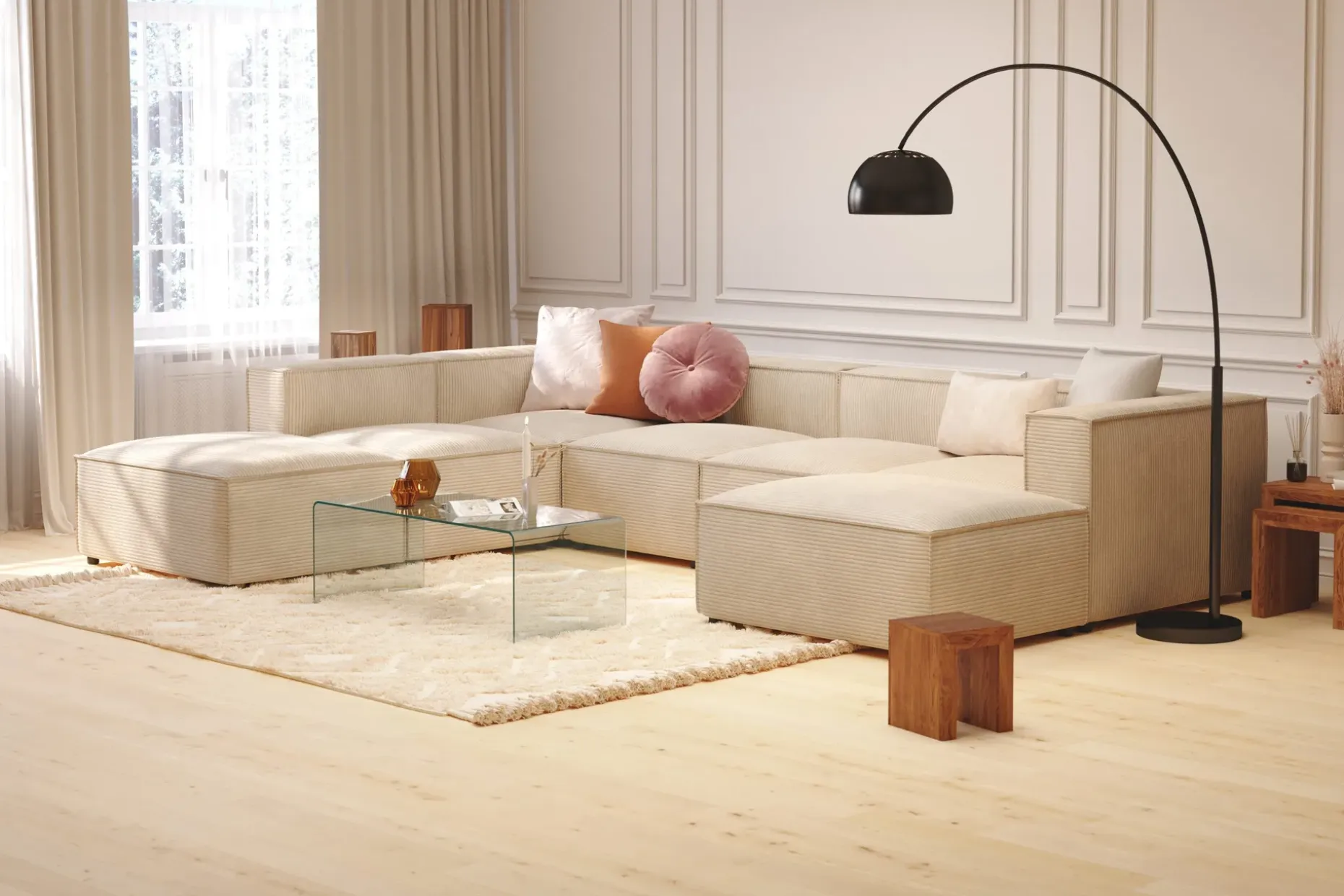 Cubo 5-seters U-formet Dyp Modulsofa med Divan og Sjeselong i Manchester