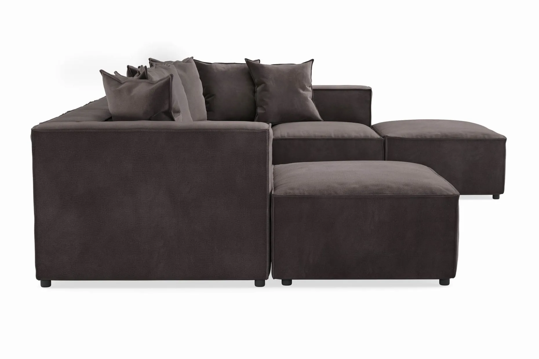 Cubo 5-seters U-formet Dyp Modulsofa med Divan og Sjeselong i Fløyel