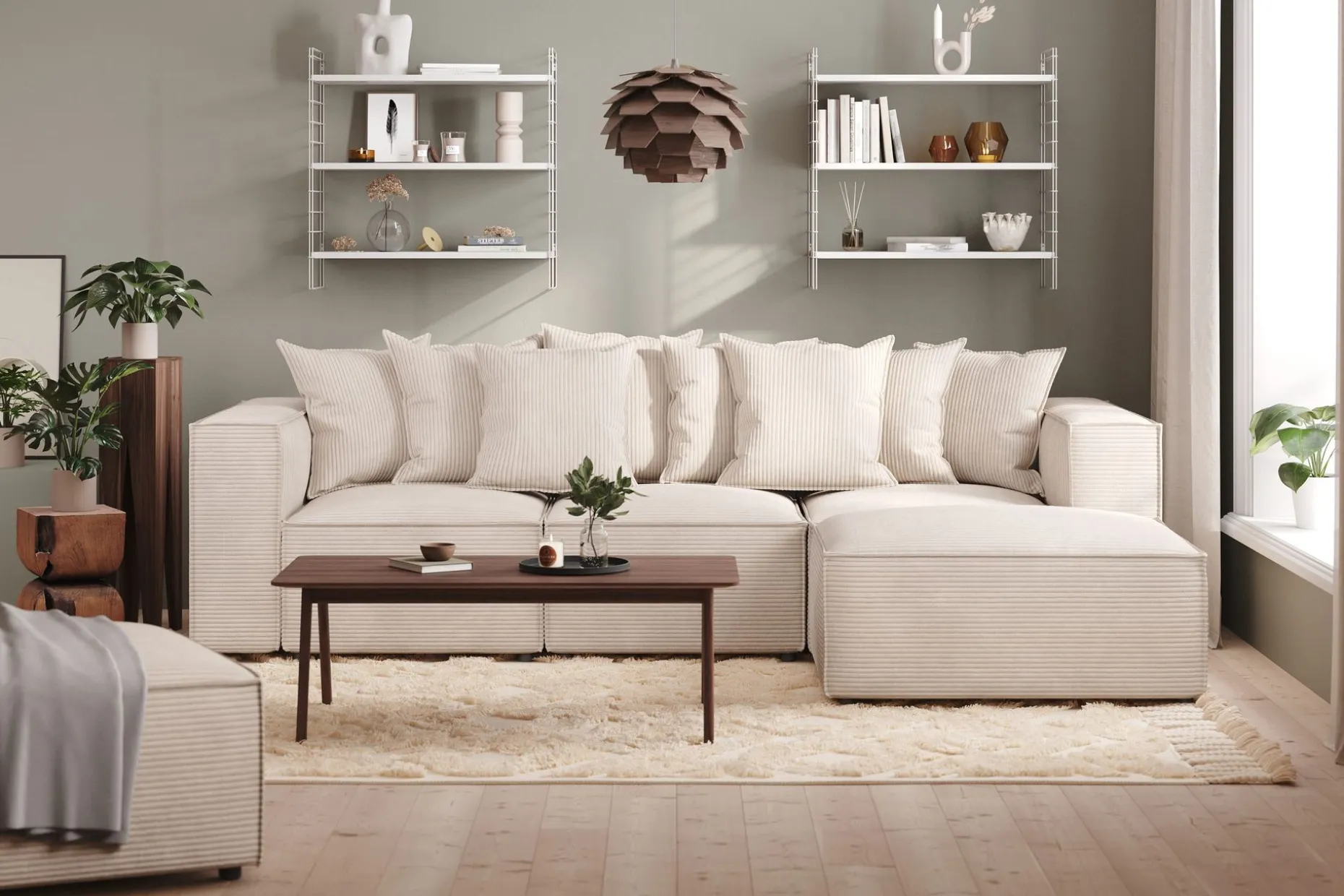 Cubo 4-seters Vendbar L-formet Dyp Modulsofa med Divan i Manchester