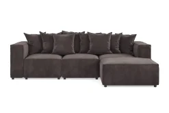 Cubo 4-seters Vendbar L-formet Dyp Modulsofa med Divan i Fløyel