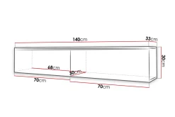 Cuguen Tv-skap 140 cm Hvit LED