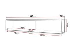 Cuguen Tv-skap 140 cm Hvit LED