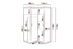 Dallas Garderobe 100x58x192 cm